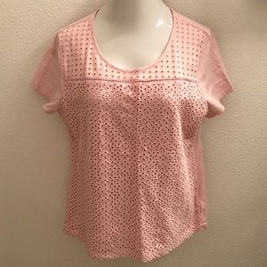 Pink Eyelet Front Teeshirt